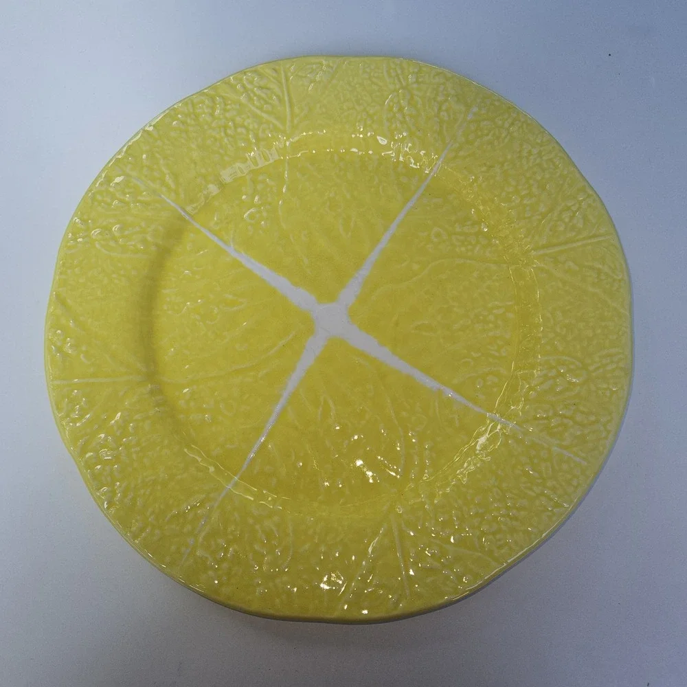 Segra Lemon Slice Plate Ceramic Embossed Fruit Dinnerware 12 Inch Portugal